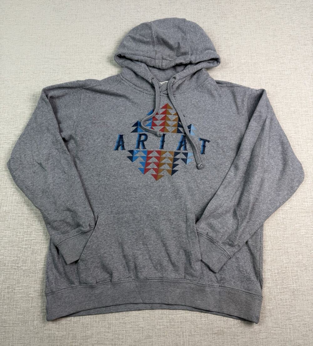 Ariat REAL Women’s Small Gray Hoodie Southwestern Graphic Pullover Sweatshirt